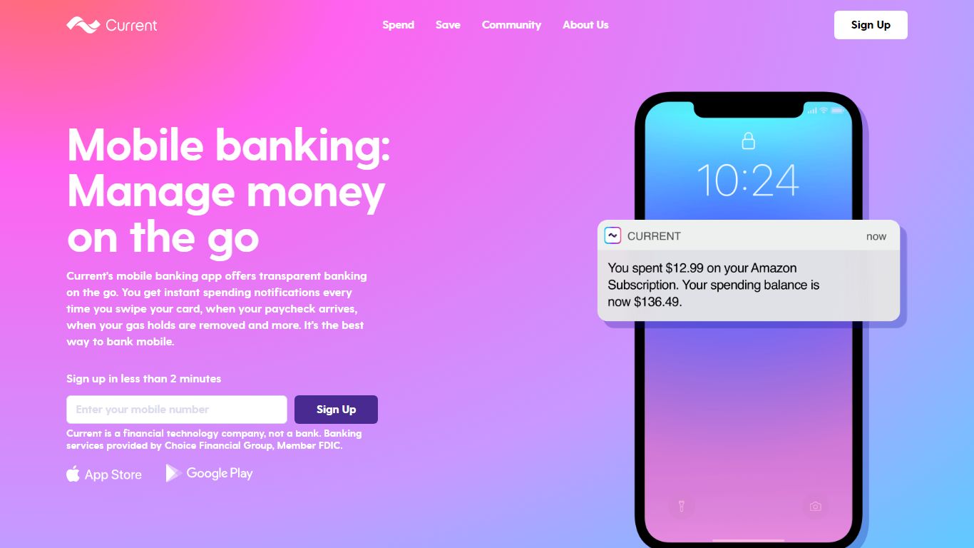 Mobile Banking App for iPhone & Android | Current